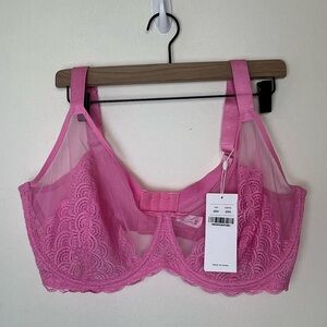38H HSIA Minimizer Mermaid Scales Lace Pink Unlined Bra